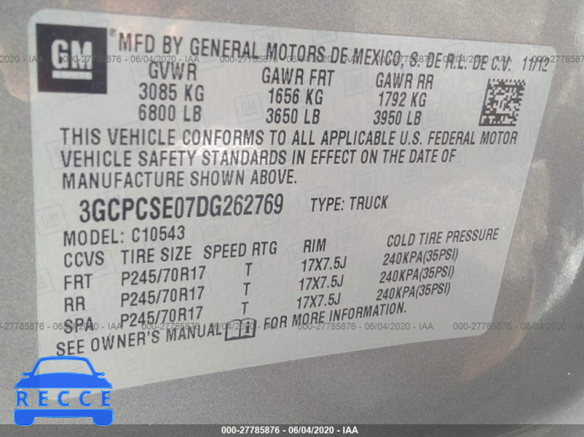2013 CHEVROLET SILVERADO 1500 C1500 LT 3GCPCSE07DG262769 зображення 8