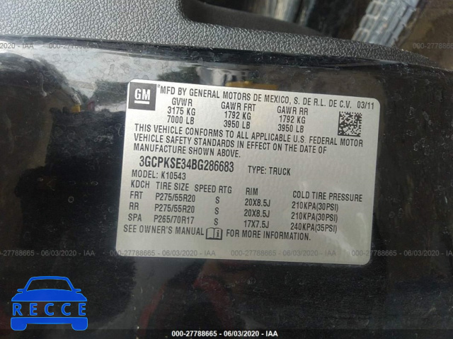 2011 CHEVROLET SILVERADO 1500 K1500 LT 3GCPKSE34BG286683 image 8