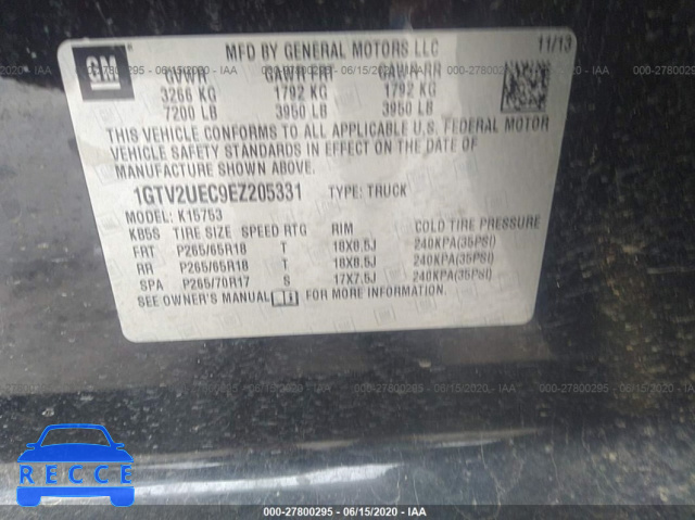 2014 GMC SIERRA 1500 K1500 SLE 1GTV2UEC9EZ205331 image 8