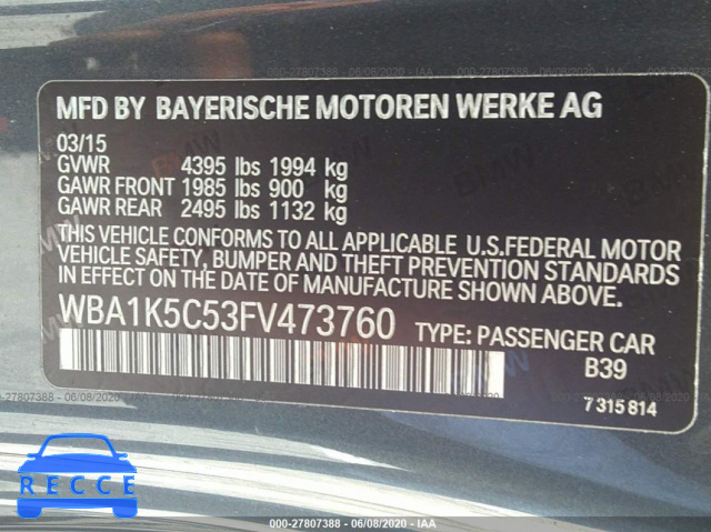 2015 BMW 2 SERIES I WBA1K5C53FV473760 Bild 8
