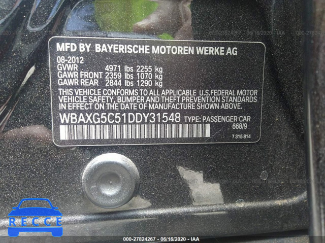 2013 BMW 5 SERIES I WBAXG5C51DD315481 Bild 8