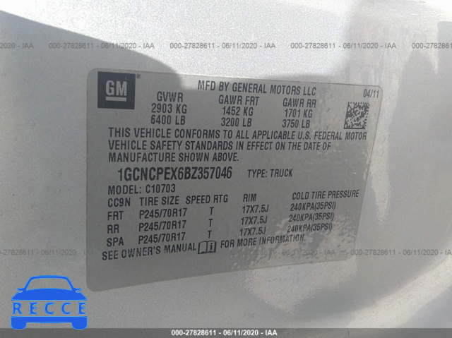 2011 CHEVROLET SILVERADO 1500 C1500 1GCNCPEX6BZ357046 зображення 8