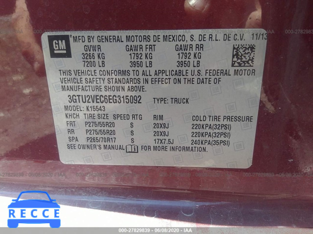 2014 GMC SIERRA 1500 SLT 3GTU2VEC6EG315092 image 8