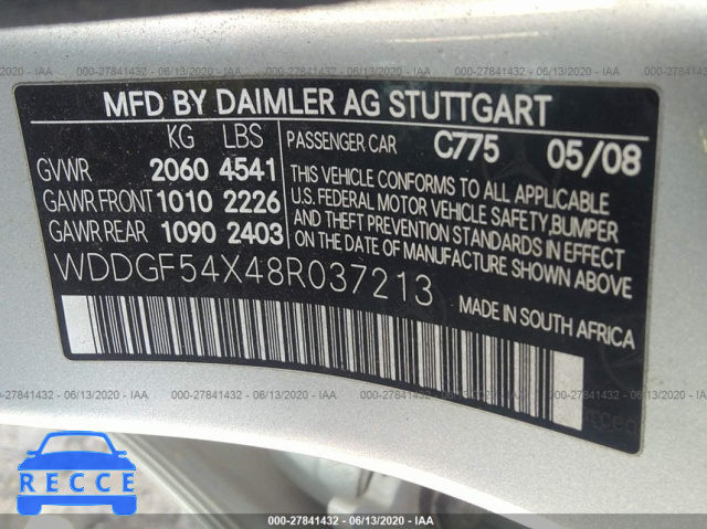 2008 MERCEDES-BENZ C-CLASS 300 WDDGF54X48R037213 image 8