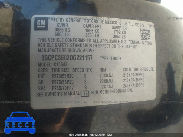 2013 CHEVROLET SILVERADO 1500 C1500 LT 3GCPCSE02DG221157 Bild 8