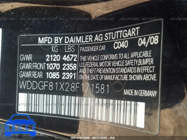 2008 MERCEDES-BENZ C-CLASS 300 4MATIC WDDGF81X28F171581 image 8