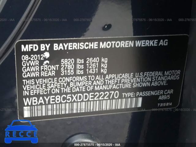 2013 BMW 7 SERIES 750LI/ALPINA B7 WBAYE8C5XDDE22270 image 8