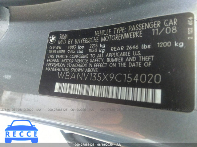 2009 BMW 5 SERIES XI WBANV135X9C154020 Bild 8