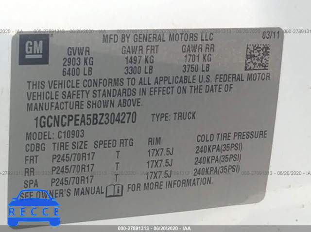 2011 CHEVROLET SILVERADO 1500 C1500 1GCNCPEA5BZ304270 image 8