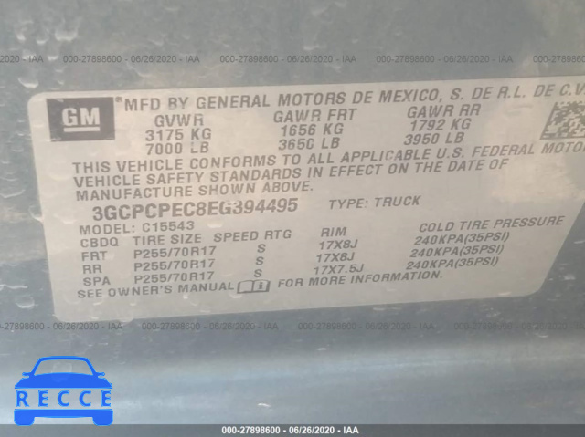 2014 CHEVROLET SILVERADO 1500 WORK TRUCK 3GCPCPEC8EG394495 зображення 8