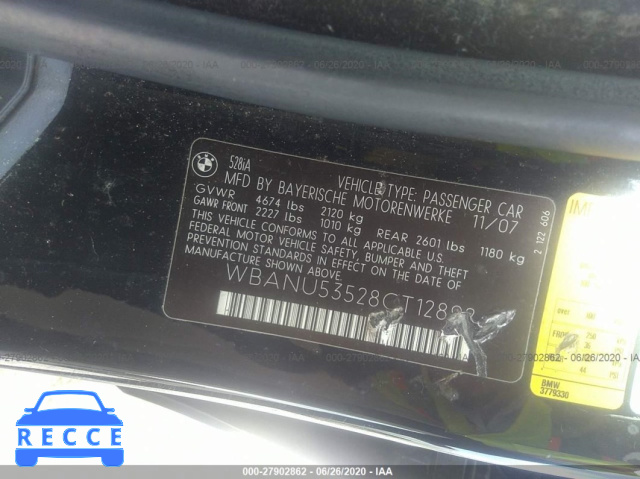 2008 BMW 5 SERIES 528I WBANU53528CT12892 Bild 8