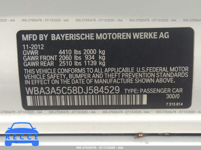 2013 BMW 3 SERIES I WBA3A5C58DJ584529 image 8