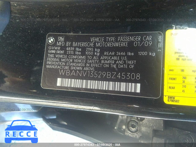 2009 BMW 5 SERIES 528I XDRIVE WBANV13529BZ45308 Bild 8
