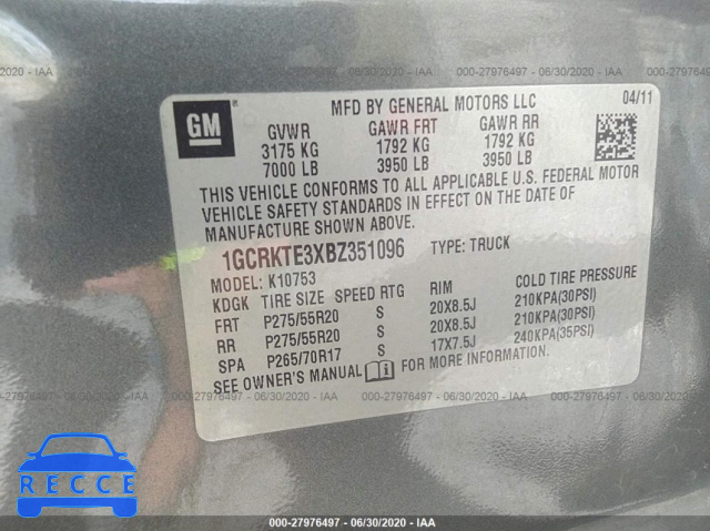 2011 CHEVROLET SILVERADO 1500 K1500 LTZ 1GCRKTE3XBZ351096 image 8