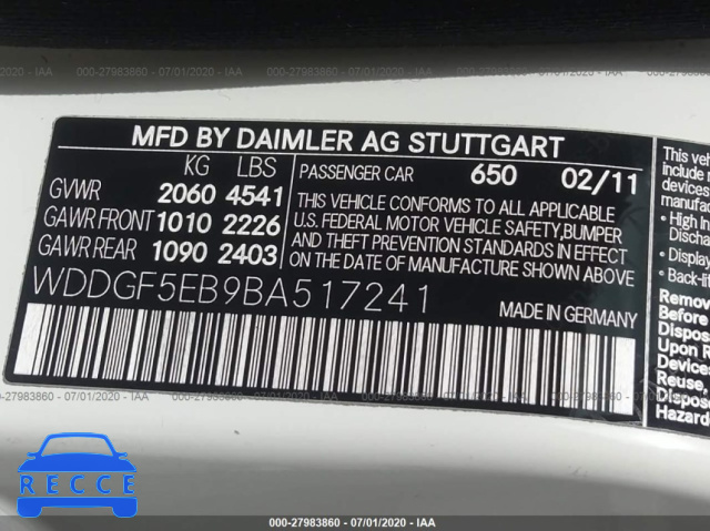 2011 MERCEDES-BENZ C-CLASS 300 WDDGF5EB9BA517241 image 8