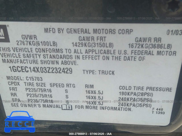 2003 CHEVROLET SILVERADO 1500 C1500 1GCEC14X03Z232429 Bild 8