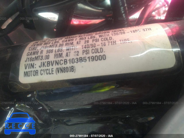 2003 KAWASAKI VN800 B JKBVNCB103B519000 зображення 9