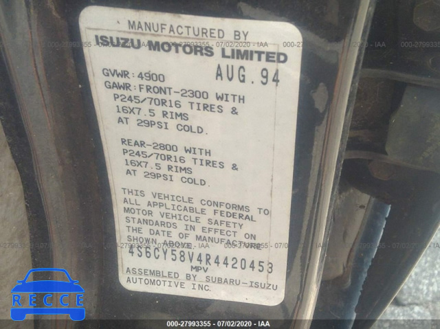 1994 HONDA PASSPORT EX/LX/LXP/EXT 4S6CY58V4R4420453 image 8