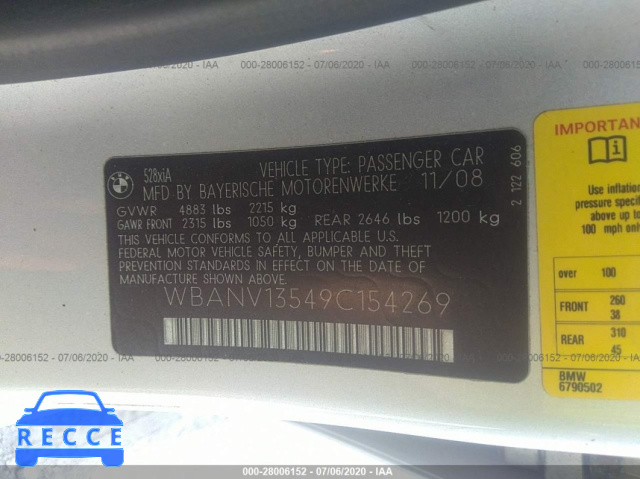 2009 BMW 5 SERIES 528I XDRIVE WBANV13549C154269 Bild 8