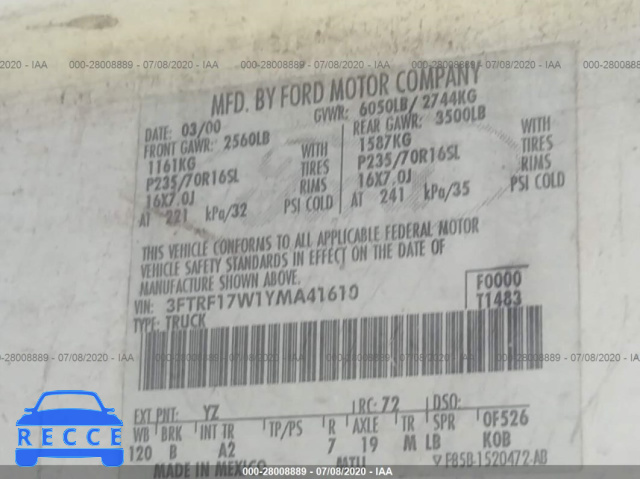 2000 FORD F-150 3FTRF17W1YMA41610 image 8