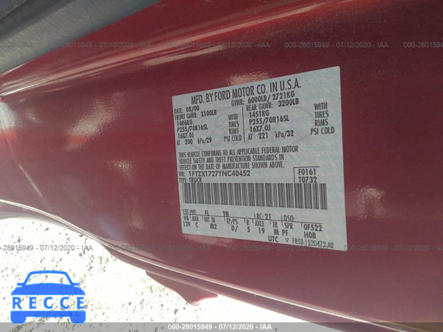 2000 FORD F-150 1FTZX1727YNC40452 image 8