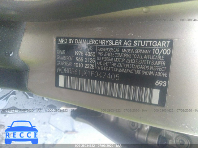 2001 MERCEDES-BENZ C-CLASS WDBRF61JX1F047405 зображення 8