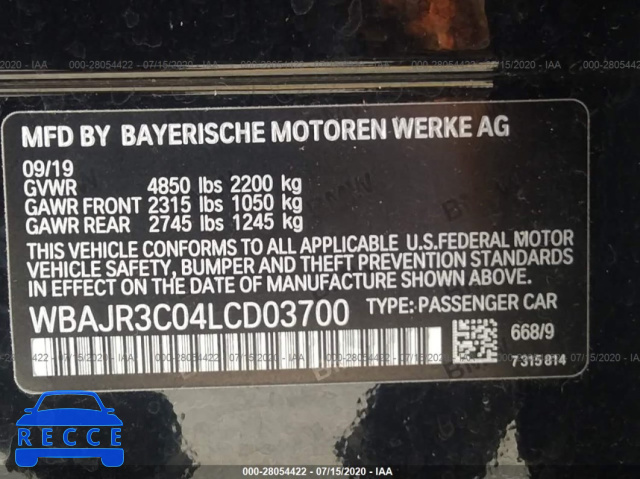 2020 BMW 530 I WBAJR3C04LCD03700 зображення 8