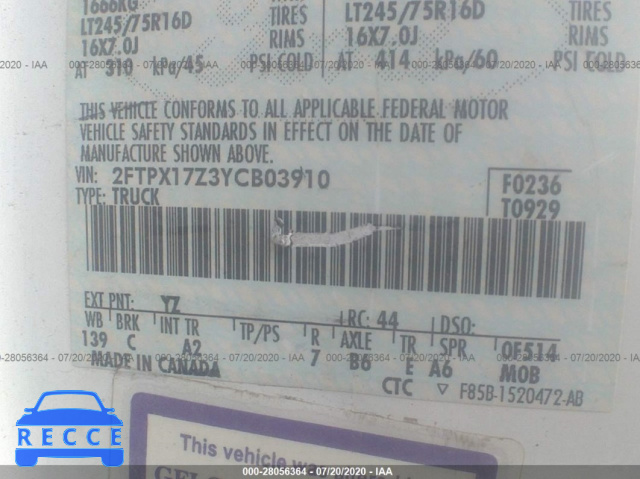 2000 FORD F-150 2FTPX17Z3YCB03910 image 8