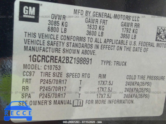 2011 CHEVROLET SILVERADO 1500 C1500 LS 1GCRCREA2BZ198891 зображення 8