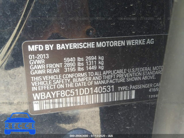 2013 BMW 7 SERIES LXI WBAYF8C51DD140531 image 8