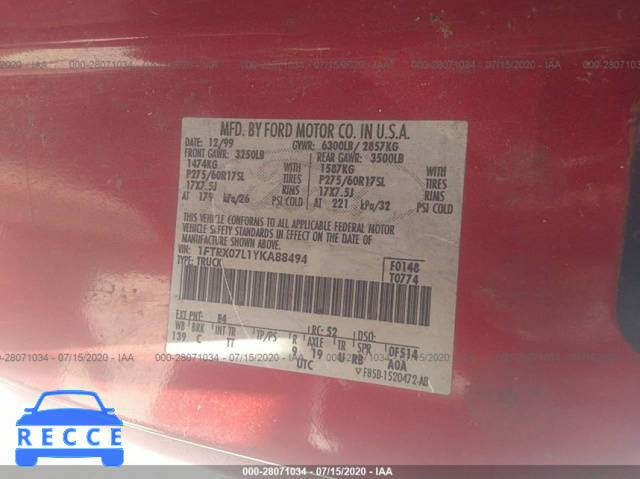 2000 FORD F-150 1FTRX07L1YKA88494 image 8