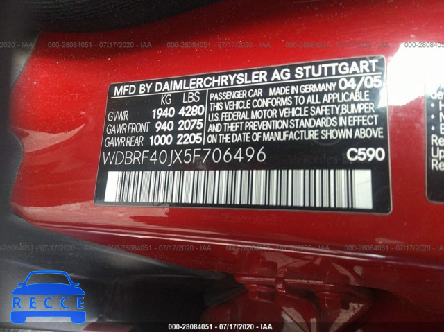 2005 MERCEDES-BENZ C-CLASS 230K SPORT SEDAN WDBRF40JX5F706496 image 8