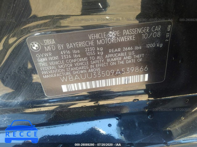 2009 BMW 3 SERIES XIT WBAUU33509A539866 image 8