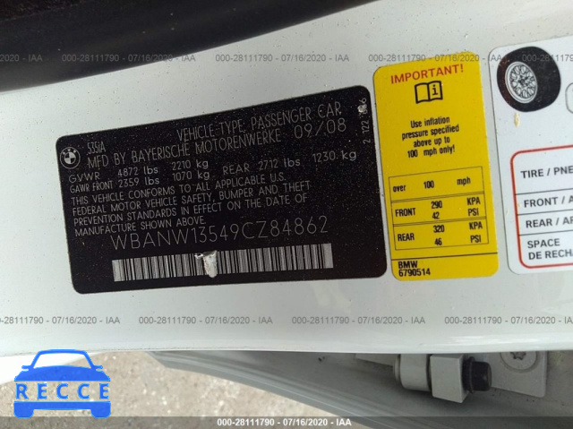 2009 BMW 5 SERIES I WBANW13549CZ84862 Bild 8