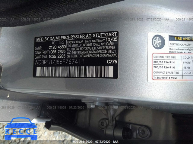 2006 MERCEDES-BENZ C-CLASS 350 4MATIC WDBRF87J86F767411 image 8