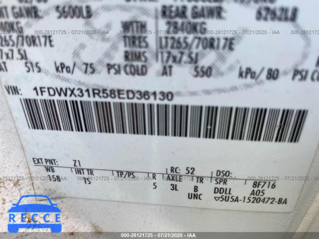 2008 FORD SUPER DUTY F-350 SRW XL/XLT 1FDWX31R58ED36130 image 9