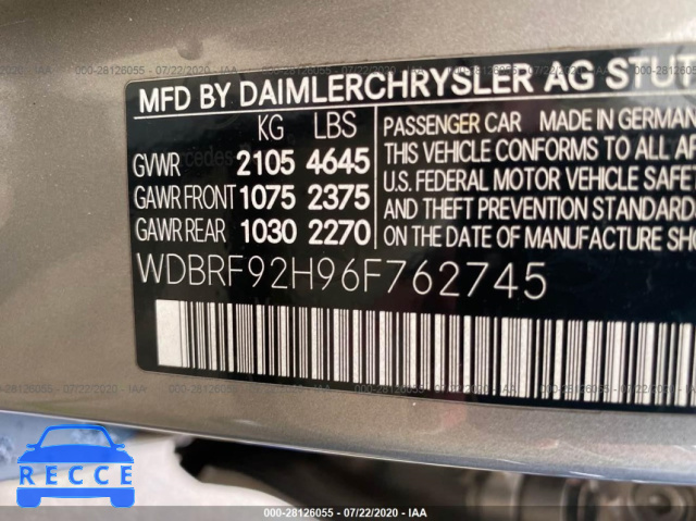 2006 MERCEDES-BENZ C-CLASS LUXURY WDBRF92H96F762745 image 8