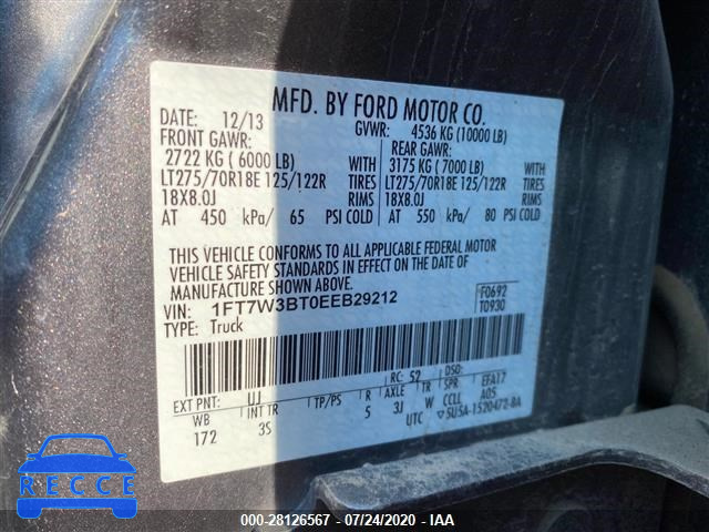 2014 FORD SUPER DUTY F-350 SRW SUPER DUTY 1FT7W3BT0EEB29212 image 8