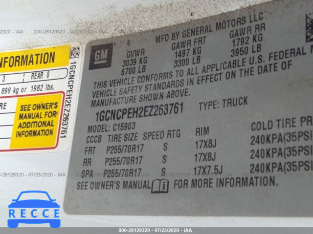 2014 CHEVROLET SILVERADO 1500 C1500 1GCNCPEH2EZ263761 image 8