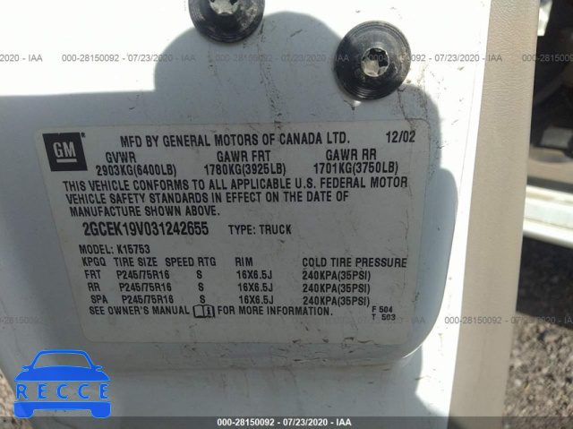 2003 CHEVROLET SILVERADO 1500 2GCEK19V031242655 image 8