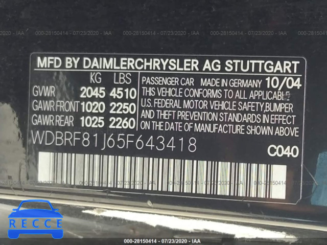 2005 MERCEDES-BENZ C-CLASS 240 4MATIC WDBRF81J65F643418 image 8