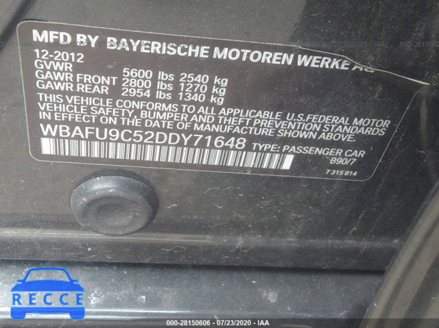 2013 BMW 5 SERIES 550I XDRIVE WBAFU9C52DDY71648 Bild 8