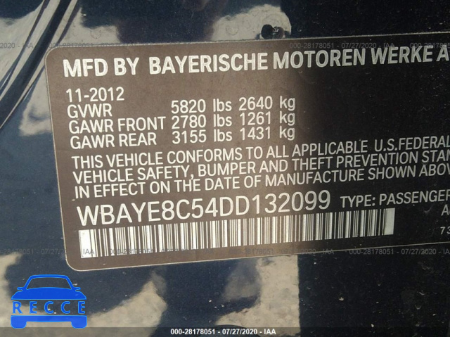 2013 BMW 7 SERIES 750LI WBAYE8C54DD132099 image 8