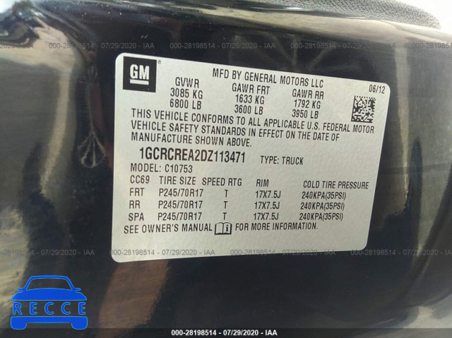 2013 CHEVROLET SILVERADO 1500 LS 1GCRCREA2DZ113471 Bild 8