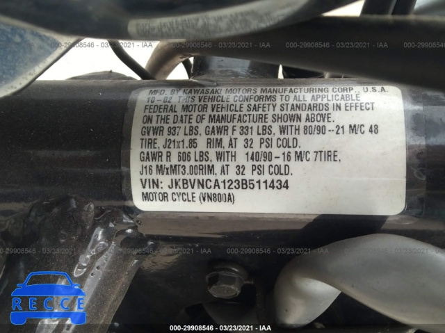 2003 Kawasaki VN800  JKBVNCA123B511434 зображення 9