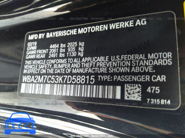 2019 BMW 2 SERIES 230I WBA2M7C53K7D58815 зображення 8