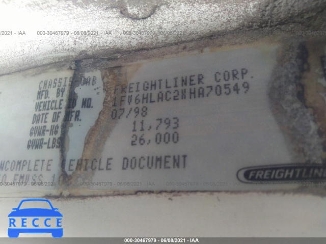 1999 FREIGHTLINER MEDIUM CONVENTIONAL FL70 1FV6HLAC2XHA70549 image 8