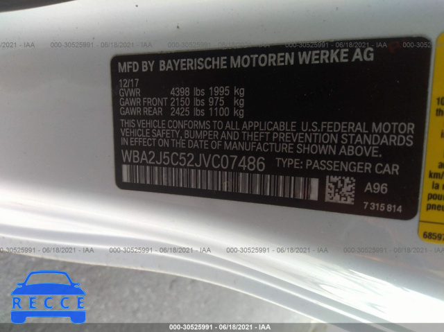 2018 BMW 2 SERIES M240I WBA2J5C52JVC07486 зображення 8