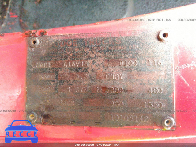 1959 DODGE TRUCK  M6D1L16748 зображення 8