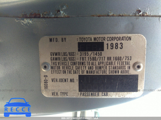 1983 TOYOTA TERCEL SR5 JT2AL35W3D0040310 Bild 8